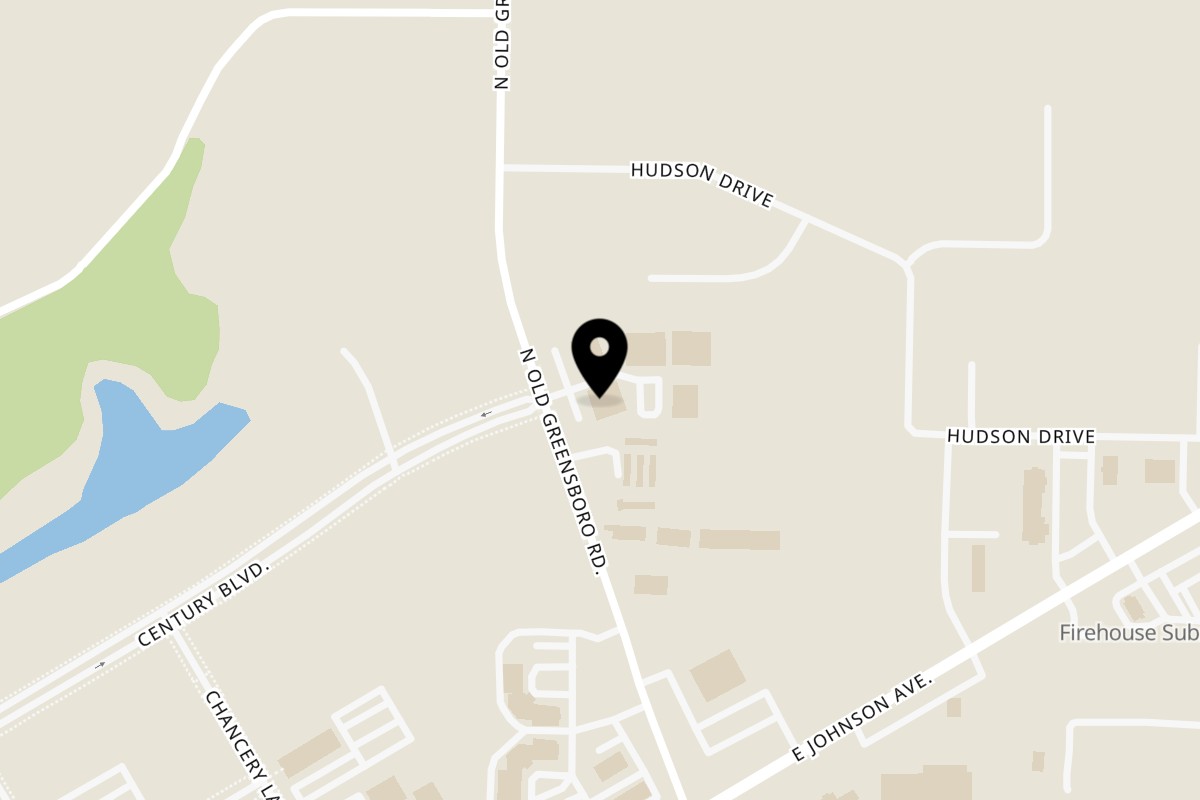 Map showing the location of Southern BBQ Hilltop on 1804 N Old Greensboro Rd in Jonesboro